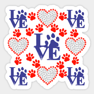 Dog Lover USA Flag Colors Sticker